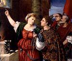 Bonifazio de’ Bonifazio Veronese Pitati (1487 - 1553): Sibyllen åpenbarer Kristi komme for Augustus