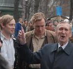 Gunnar Sønsteby under filminnspillingen av Max Manus, foto: Kulturspeilet