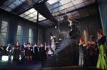 Trappa i dagens oppsetning av La traviata, ikke fullt så enkelt som det virker fra salen, foto: Erik Berg