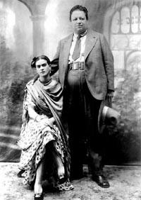 Bryllupsbilde av Frida Kahlo og Diego Rivera
