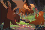 Kenai (the bear) encounters two moose brothers, Rutt and Tuke.