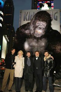 (L-R) Actors Adrien Brody, Naomi Watts, director Peter Jackson, actors Jack Black and Andy Serkis are photographed with King Kong in Times Square as Mayor of New York Michael R. Bloomberg officially pronounces "King Kong Day" December 5, 2005 as a precursor to the Universal Pictures release of KING KONG. New York December 5th 2005-12-05 (Photo by Carlo Allegri)