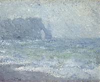 Monet: Regnvær Etretat (1856)
