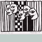 Trygve Sterner Goa: Masker, 1984, lino