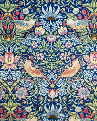Tøy, "The Strawberry Thief", trykket på bomull. Design: William Morris, for Morris & Company, London, 1883, Foto: Børre Høstland/Knut Nredrum