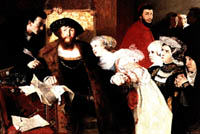 Eilif Peterssen: Christian II undertegner dødsdommen over Torben Oxe (1875-76)