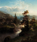 Hans Gude: Landskap og buskap med foss (1852) - oppnådde hele 1,9 millioner på Blomqvists høstauksjon tirsdag kveld